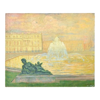 French Vintage Robert Mahias Painting, Versailles at Sunset For Sale