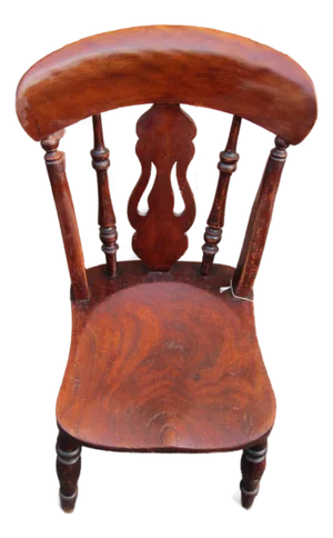 English Victorian Elm Fiddleback Kitchen/Dining Chair 1860