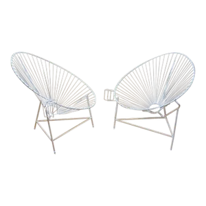 Modernist Wire Garden Chairs in the Manner of Mathieu Matégot - Pair