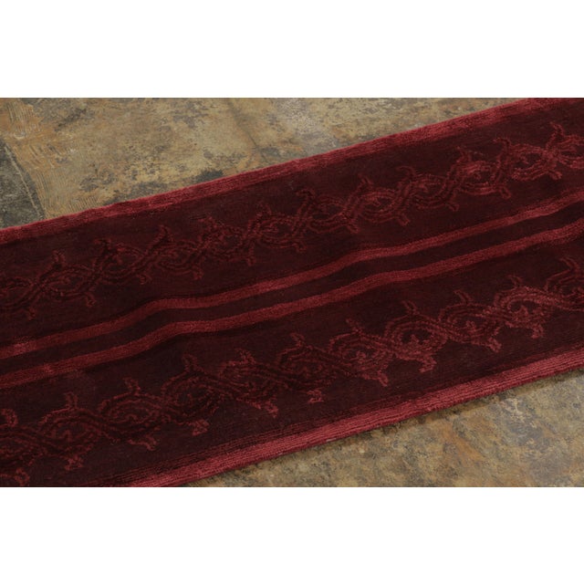 Rug & Kilim Rug & Kilim’s Modern Nepalese Gallery Runner With Geometric Pattern in Red Hues For Sale - Image 4 of 6