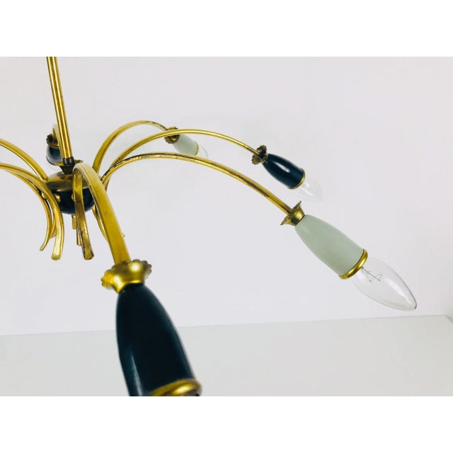 Large Brass 8-Arm Sputnik Chandelier, 1950s For Sale - Image 11 of 13