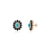 Metal 6.46ct Turquoise Sapphire Diamond Halo Floral Cluster Stud Earrings in 14k Gold-a Pair For Sale - Image 7 of 14
