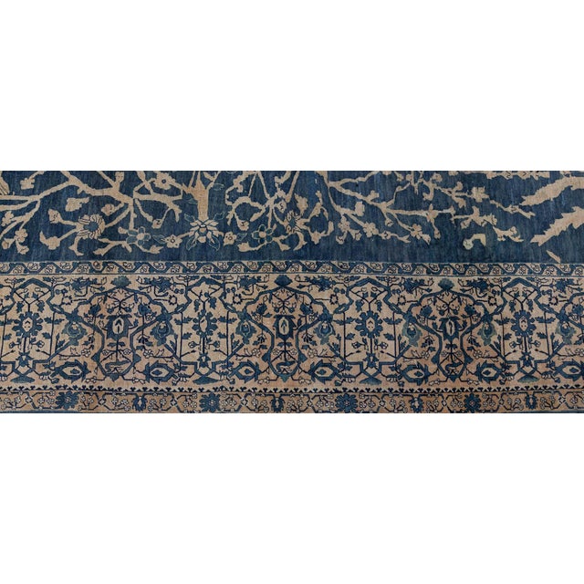 Fine Antique Indian Blue Handmade Wool Rug For Sale In New York - Image 6 of 9