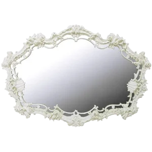 Extraordinary Italian Rococo Mirror of White Lacquered Gesso