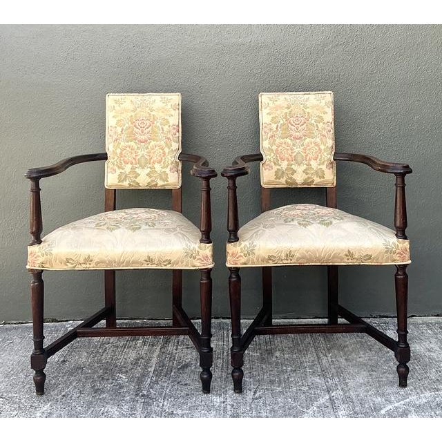 Victorian Vintage 19th Century Carved Arm Chairs - A Pair For Sale - Image 3 of 12