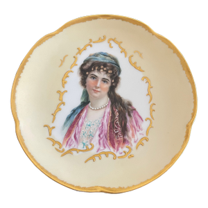 Antique German Cabinet Portrait Porcelain Plate