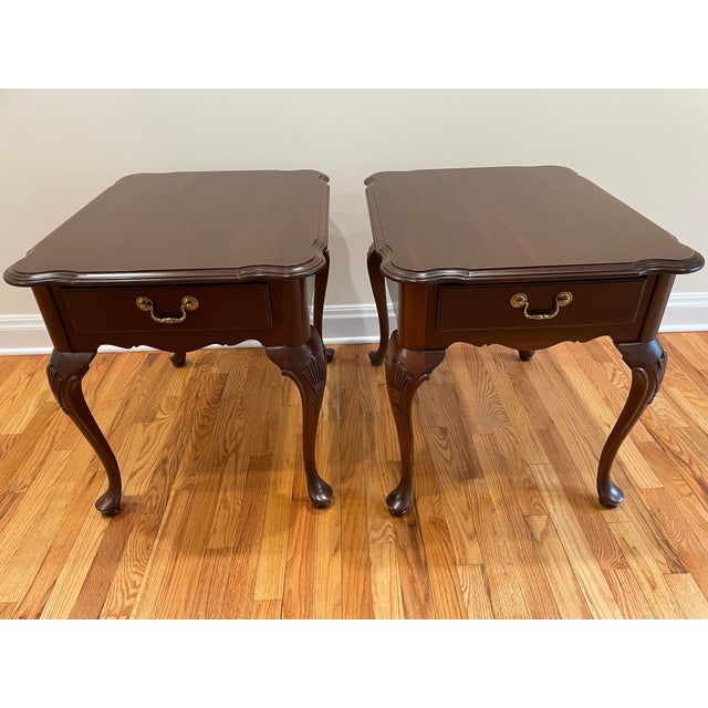 Pair of Ethan Allen Georgian Court Queen Anne Style Side Tables For Sale - Image 13 of 13