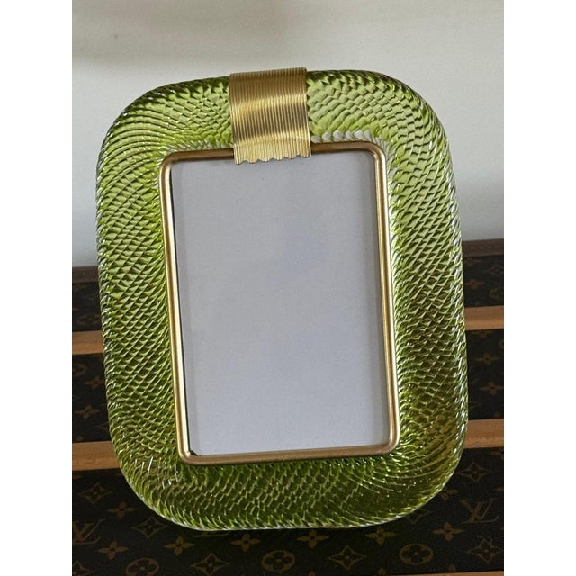 2000 - 2009 Yellow-Green Murano Glass Photo Frame, 2000s For Sale - Image 5 of 13