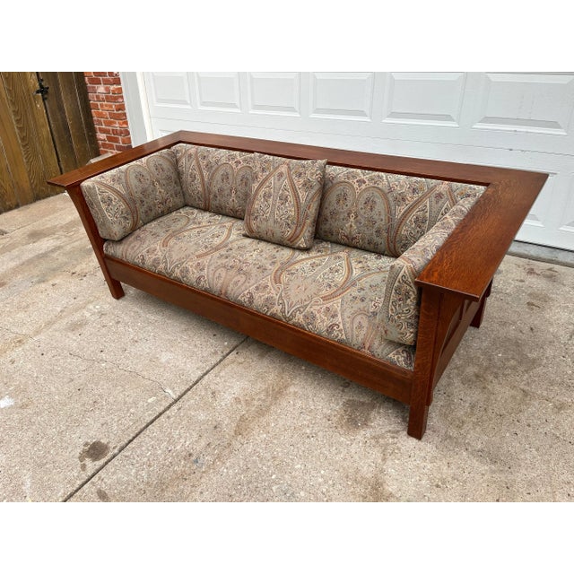 Stickley Mission Oak Arts & Crafts Prairie Sofa Settle For Sale - Image 12 of 12