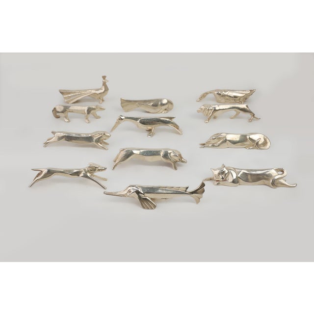 1920s Menagerie by Edouard Marcel Sandoz for Christofle Gallia, France, 1920s, Set of 12 For Sale - Image 5 of 16
