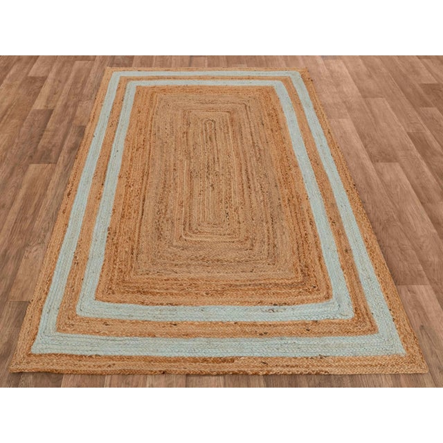 10'x14' Soft Sea Green Jute Braided Handmade Bohemian Rug For Sale - Image 4 of 11
