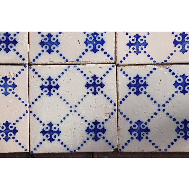 Blue Antique 19th Century Portuguese Blue Cross Lattice Tiles, Set of 15 For Sale - Image 8 of 15
