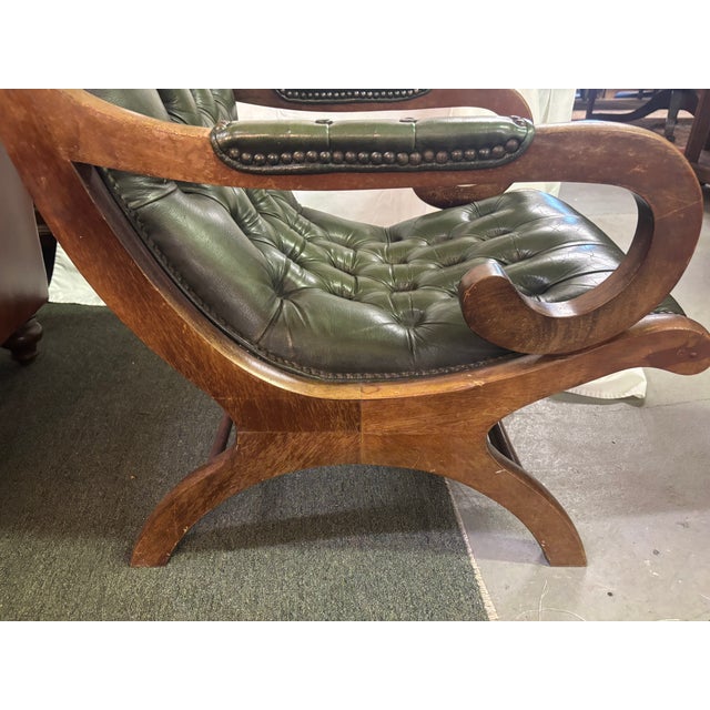 English Regency Tufted Leather Lolling Chair For Sale - Image 9 of 10