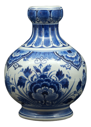 Vintage Bulbous Vase with Flowers from Royal Delft, 1928