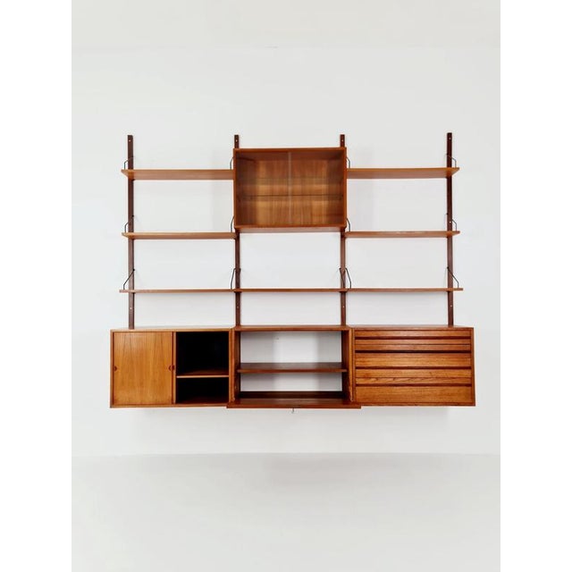 Large Mid-Century Danish Teak Wall Unit with 3 Cabinets and Showcase by Poul Cadovius for Cado, Denmark, 1960s For Sale - Image 17 of 18