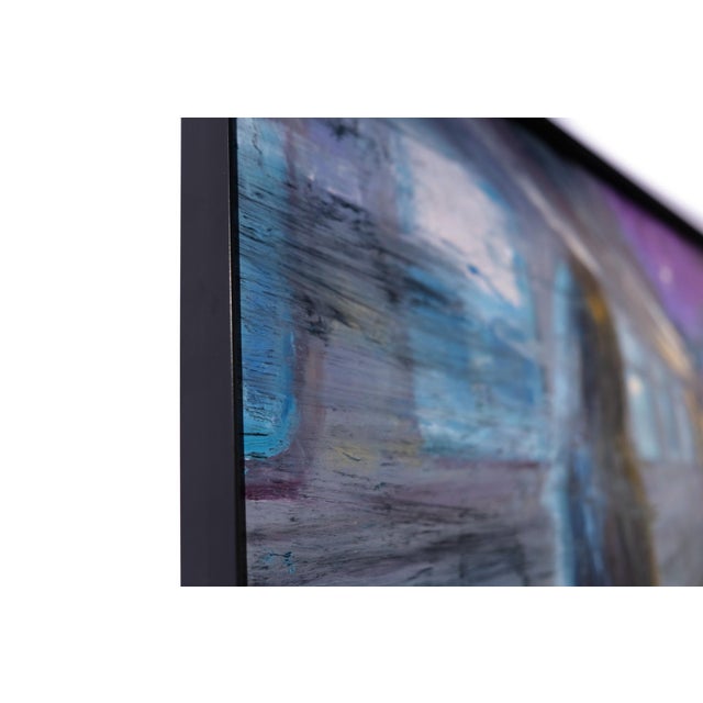 Blinking Lights Pass Us By by Stefan Smit | Oil on Panel Nighttime train station scene with a figure. For Sale - Image 4 of 4