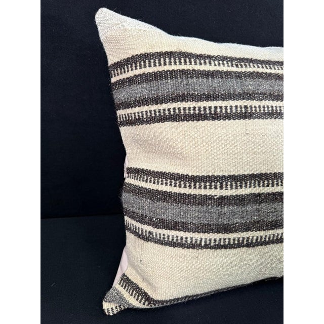 Turkish Hemp Pillow Cushion Natural Beige Gray Pillow Cushion Cover 24"x24" For Sale - Image 4 of 4