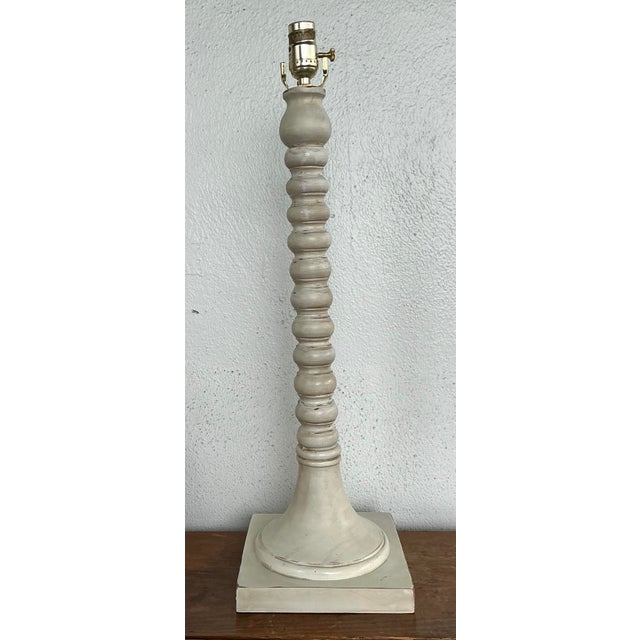 Late 20th Century Vintage Patinated Carved Bobbin Lamp For Sale - Image 5 of 12