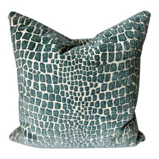 Custom Made Turquoise Cut Velvet Pillow-Feather Insert For Sale