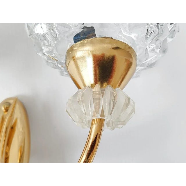 Vintage French Wall Lights in Brass and Glass, 1950, Set of 2 For Sale - Image 8 of 10