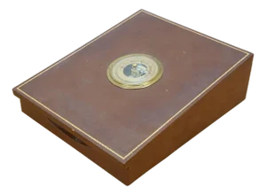 1952 Moco West German Leather Desktop Barometer Document Box 13"