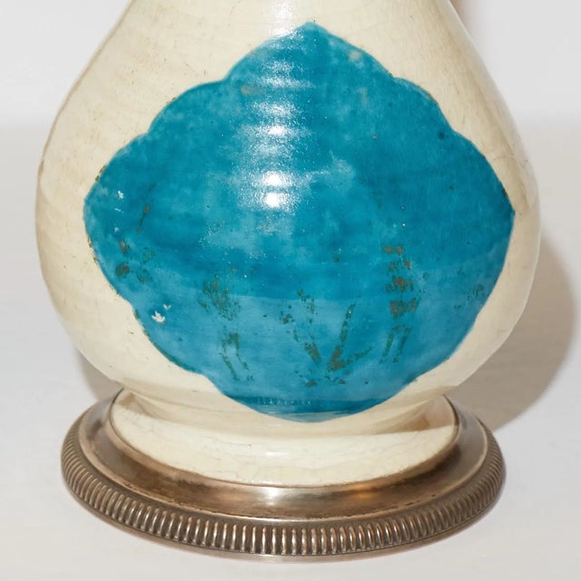 Cartier Silver-Mounted Persian Ceramic Bottle Vases - A Pair For Sale - Image 11 of 12