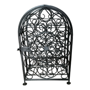 Vintage Wrought Iron Scrollwork Wine Rack