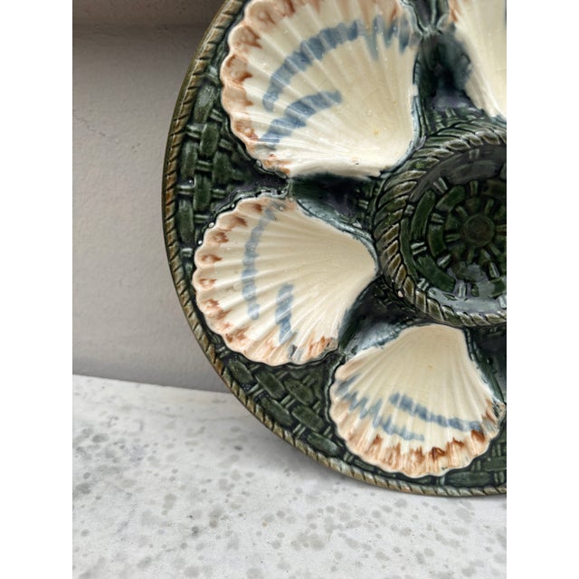 Longchamp 19th Century Majolica Oyster Plate Longchamp For Sale - Image 4 of 5