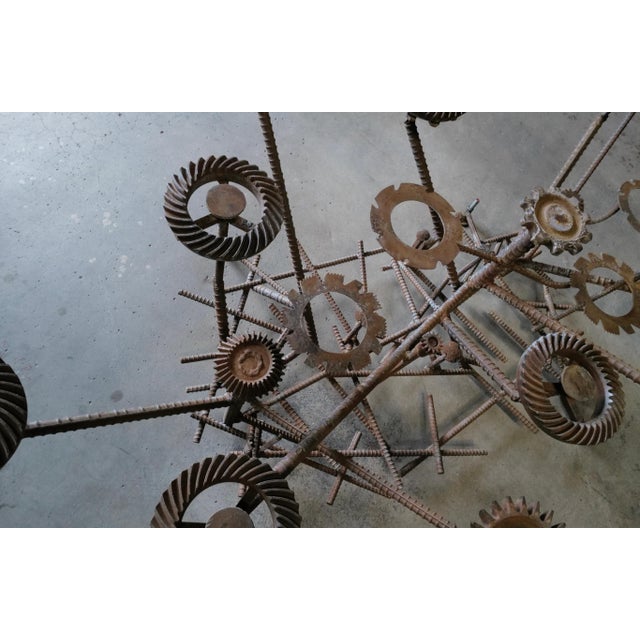 1980s 1980s Glass Top Dining Table with One of a Kind Steel Rebar Base For Sale - Image 5 of 17