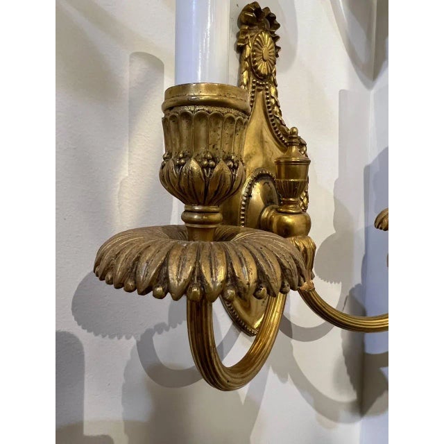 Edward F. Caldwell & Co. 1920s Caldwell Gilt Bronze Sconces - a Pair For Sale - Image 4 of 7