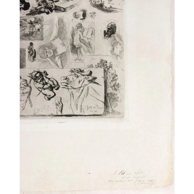 Le Pot au Lait is a beautiful and rare engraving of the second half of the XIX century, realized with different techniques...