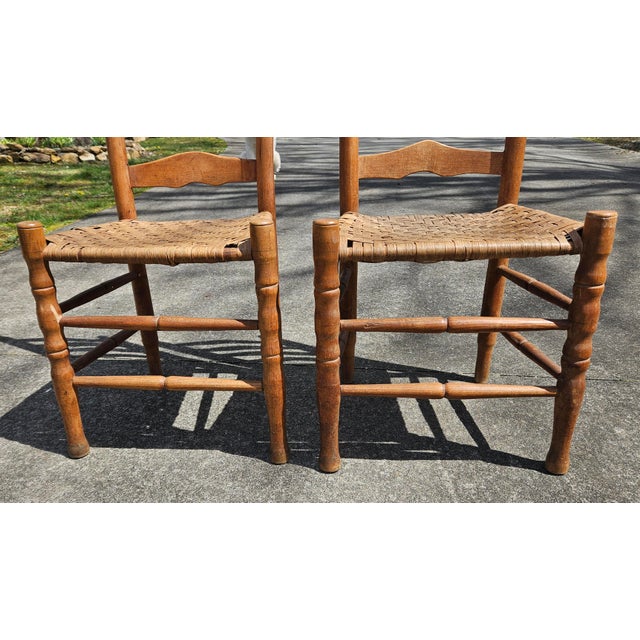 Late 19th Century Pair of Ashe County, North Carolina Maple Ladder Back Chairs For Sale - Image 12 of 16