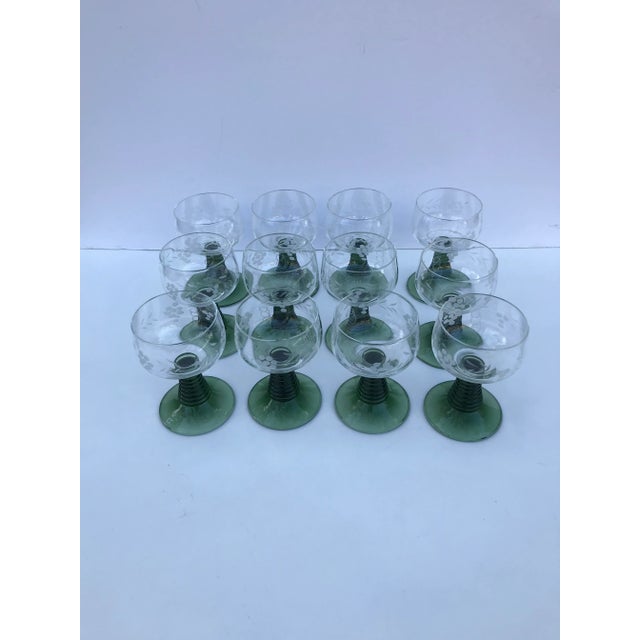 Mid 20th Century Vintage Schott-Zweisel Green Beehive Stem Glasses, Set of 12 For Sale In Orlando - Image 6 of 11