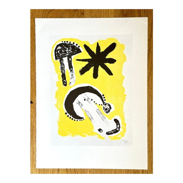 Joan Miró Yellow & Black Abstract Lithograph Book Plate, Mid-20th Century For Sale
