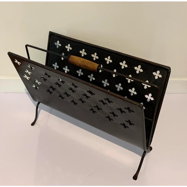 Vintage Metal Magazine Rack For Sale - Image 4 of 6