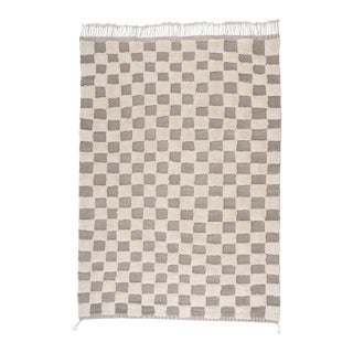 Checkerboard Hand-Knotted Moroccan Wool Rug | 11'11" X 8'8" | One of a Kind For Sale