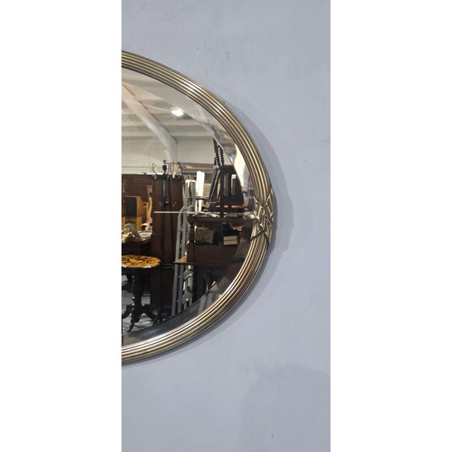 Victorian Oval Brass Mirror, 1880 For Sale - Image 4 of 9