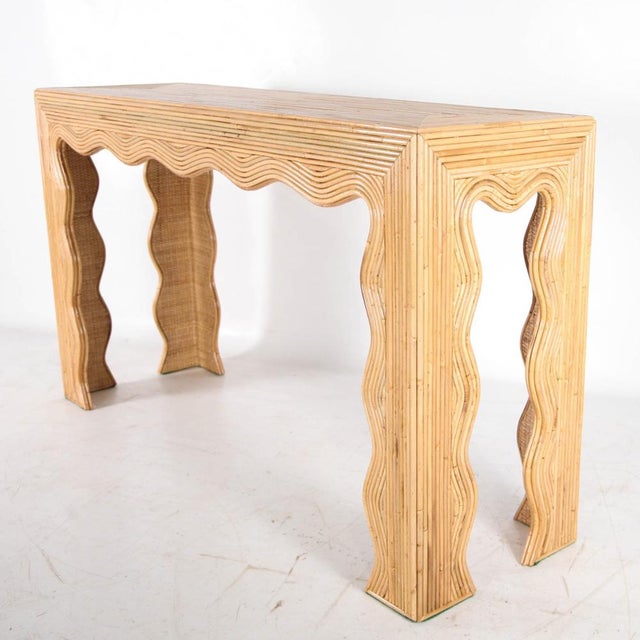 Rattan Wave Console Table For Sale - Image 5 of 16