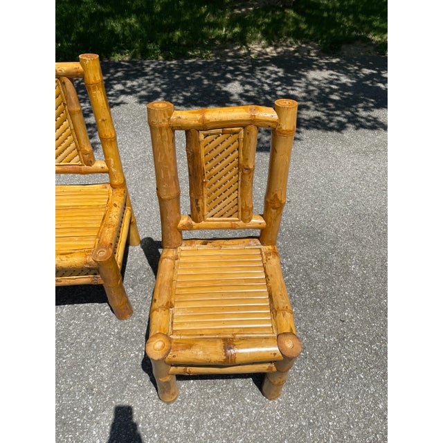 1970s Vintage Bamboo Rattan Dining Chairs - Set of 4 For Sale - Image 6 of 13