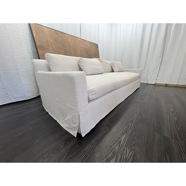 Rh Belgian Track Arm Sofa 9' Luxe Depth | Dove Perennials® Performance Textured Linen Weave | Down-Feather Fill For Sale - Image 13 of 18