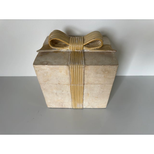 1980's Vintage Tessellated Stone & Rattan Decorative Box For Sale In Miami - Image 6 of 12