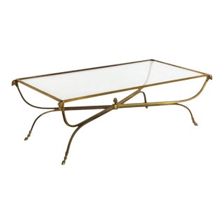 1970s Italian Brass and Glass Neoclassical Maison Jansen Style Coffee Table For Sale