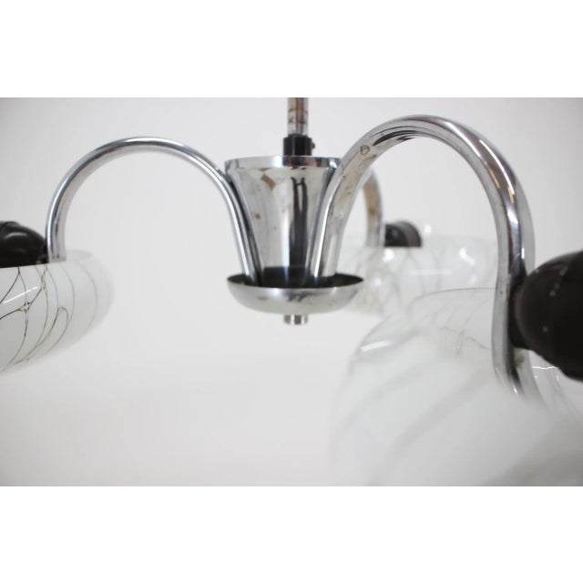 Metal Art Deco Chrome Chandelier from Napako, 1930s For Sale - Image 7 of 9