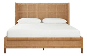Matthew Izzo Home Dolly King Winged Headboard and Platform in Radio Weave Wrapped Rattan