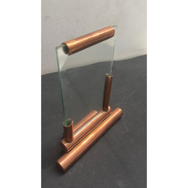 Authentic 1930s Art Deco Copper and Glass French Picture Frame For Sale - Image 9 of 14