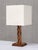French Art Deco Geometric Oak Table Lamp with Linen Shade, Late 1930s For Sale - Image 13 of 13