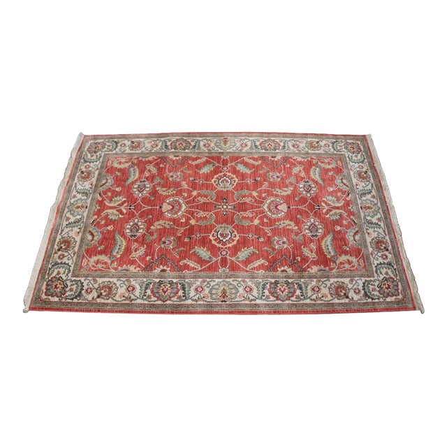 Karastan Ashara 100% Wool Red Agra Acanthus Palmette 549 Area Rug Carpet 6' X 9' For Sale