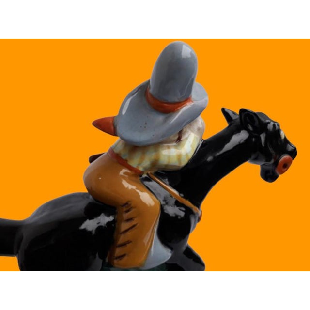 Large Art Deco Hand-Painted Cowboy on Horse from Komloss, 1920s For Sale - Image 12 of 18