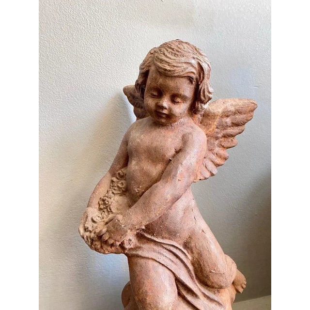 Brown Vintage Putti Figures in Cast Iron, 1920, Set of 2 For Sale - Image 8 of 13