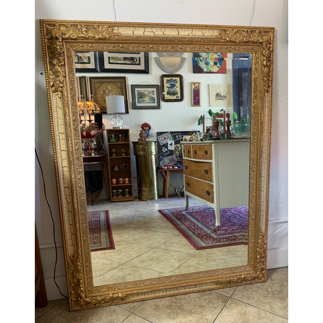 Vintage Hollywood Regency Gold Gilt Full-Length Wall Mirror For Sale In San Francisco - Image 6 of 8
